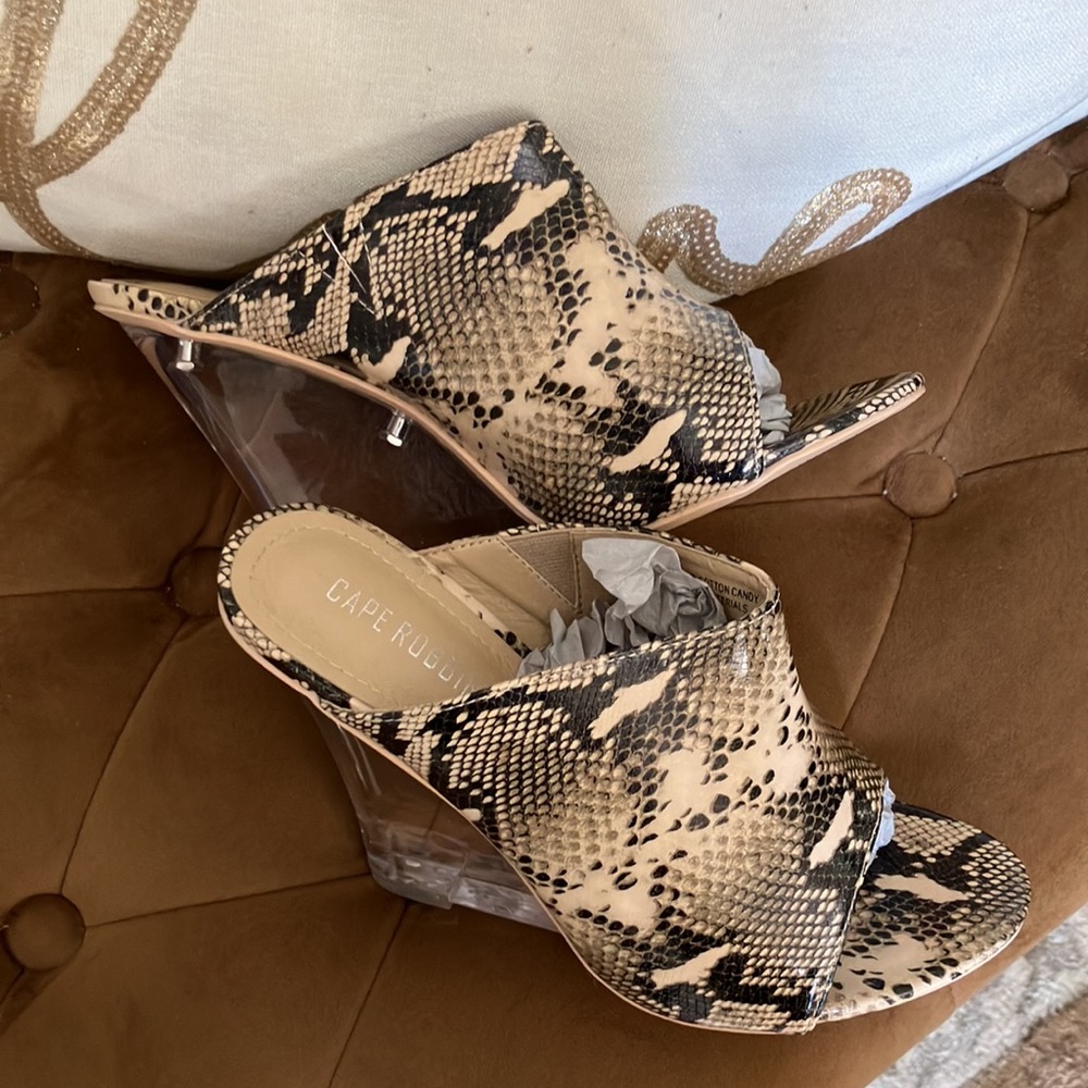 - Multi Snake Slip On 4.5" High Heel Clear Wedge - Picture 6 of 9